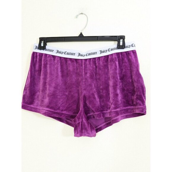 Juicy Couture Sleep Shorts Womens XL Magenta Velour Lounge Stretch Bling Logo - Picture 2 of 5